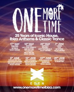 Lire la suite à propos de l’article One More Time revient avec la saison d’été à l’Eden à Ibiza pour célébrer 25 ans de House, de Dance Anthems et de Trance classique.