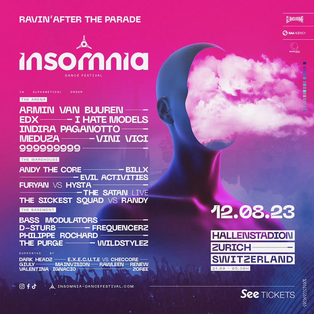 You are currently viewing Insomnia Dance Festival Zürich annonce une programmation riche et variée pour sa première édition, le 12 août 2023, avec Armin van Buuren, EDX, Indira Paganotto, Meduza, Vini Vici, Wildstylez, 999999999 et plus encore