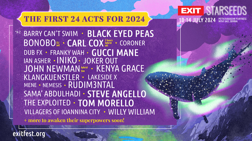 You are currently viewing EXIT Festival dévoile les 24 premiers artistes de l’édition 2024, du 10 au 24 juillet, dont Black Eyed Peas, Carl Cox, Bonobo, Gucci Mane, Tom Morello & bien d’autres