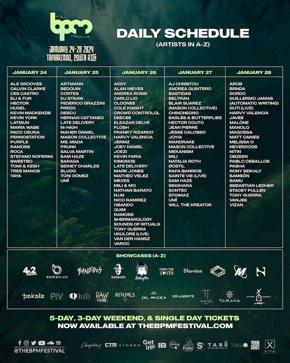 The BPM Festival deuxieme edition Costa Rica du 24 au 28 janvier 2024