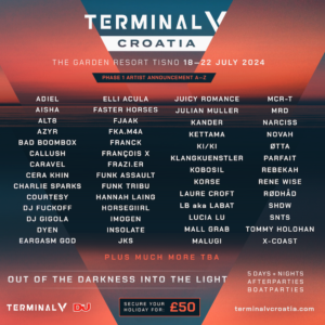 Lire la suite à propos de l’article Terminal V annonce une programmation épique pour la première édition de son festival en Croatie, du 18 au 2 juillet 2024