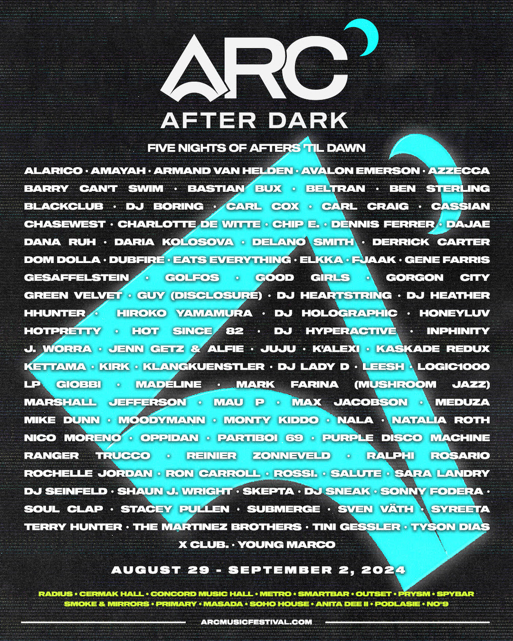 You are currently viewing ARC Music Festival à Chicago annonce la programmation 2024 des after parties, After Dark, du 29 août au 2 septembre