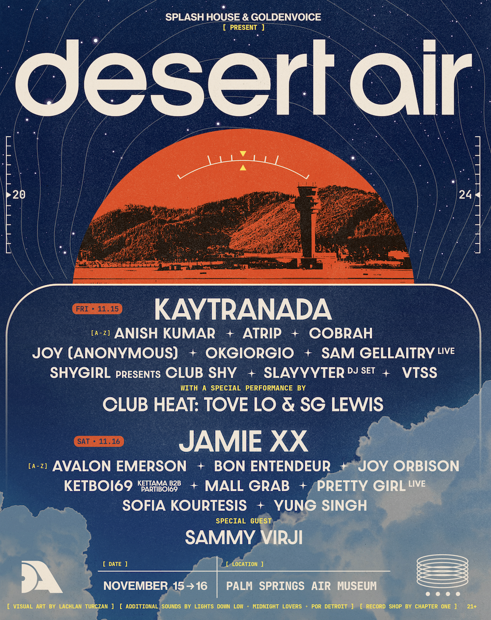 You are currently viewing Splash House et Goldenvoice annoncent le retour de Desert Air, du 15 au 17 novembre 2024, au Palm Springs Air Museum et au Palm Springs Surf Club, avec Jamie xx, VTSS, KETBOI69, Mall Grab, Joy Orbison, Avalon Emerson, Sofia Kourtesis et plus