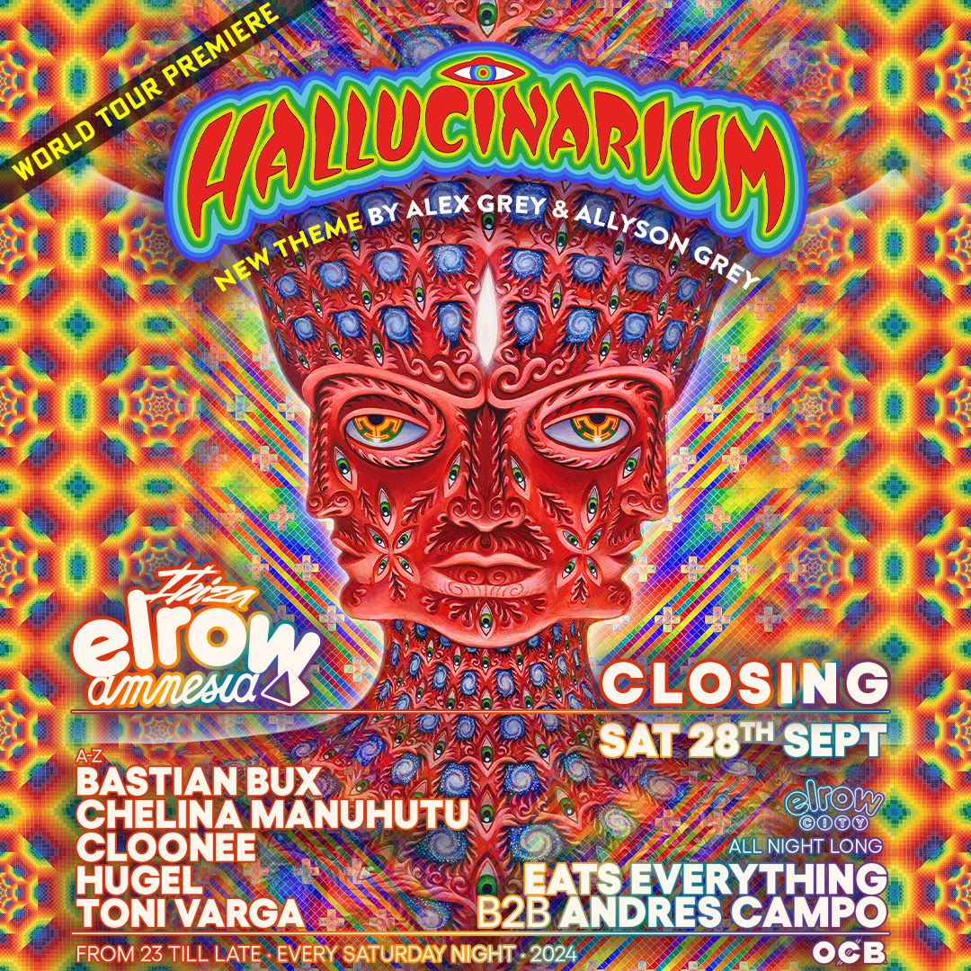 Lire la suite à propos de l’article « Hallucinarium » : La première mondiale d’un nouveau concept d’elrow, en collaboration avec les artistes Alex & Allyson Grey, commencera à l’Amnesia Ibiza, le 28 septembre 2024, avec Bastian Bux, Chelina Manuhutu, Cloonee, Hugel, Toni Varga, Eats Everything b2b Andres Campo