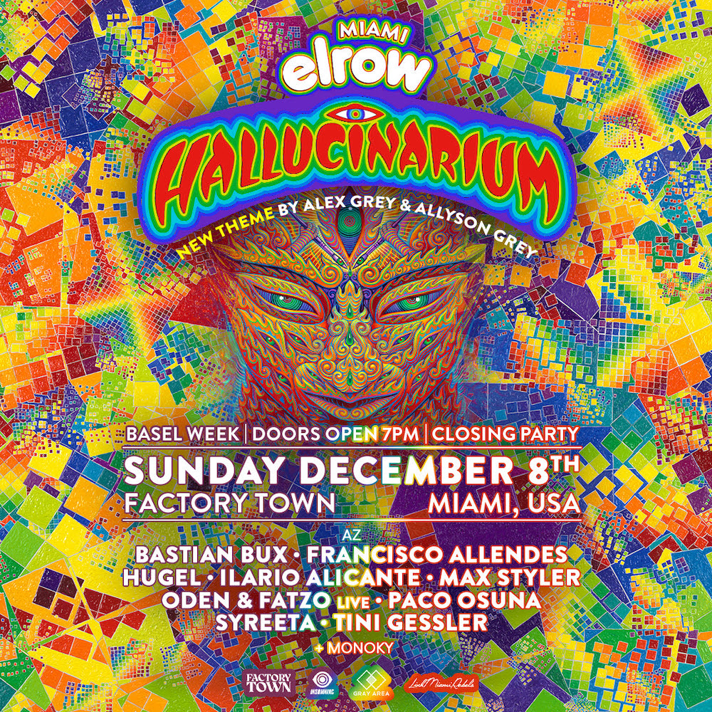 You are currently viewing elrow annonce le lineup de l’édition 2024 à Miami avec son nouveau concept hyper-sensoriel, « Hallucinarium », en collaboration avec les artistes Alex & Allyson Grey