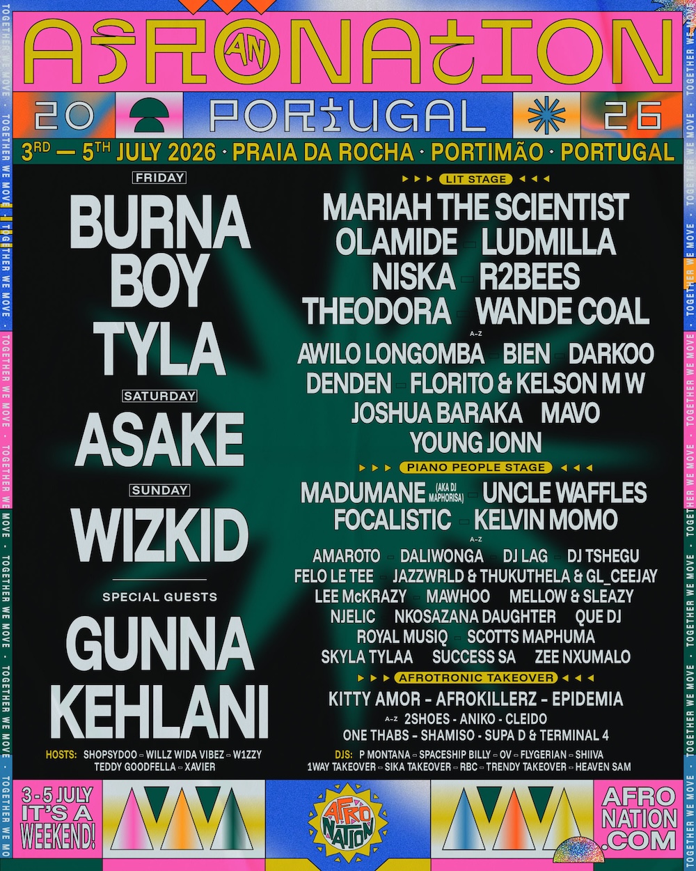 You are currently viewing Afro Nation Portugal dévoile son programme complet avec ses présentateurs & djs, pool parties, boat parties, takeovers d’hôtels, Yam food court,  rencontres exclusives avec les artistes dont Burna Boy, Tyla, Asake, Wizkid, Theodora, Kehlani, Niska, Ludmilla, Uncle Waffles et bien d’autres, pour la 6e édition de la plus grande célébration afrobeats au monde, du 3 au 5 juillet 2026, à Portimão dans le sud du Portugal