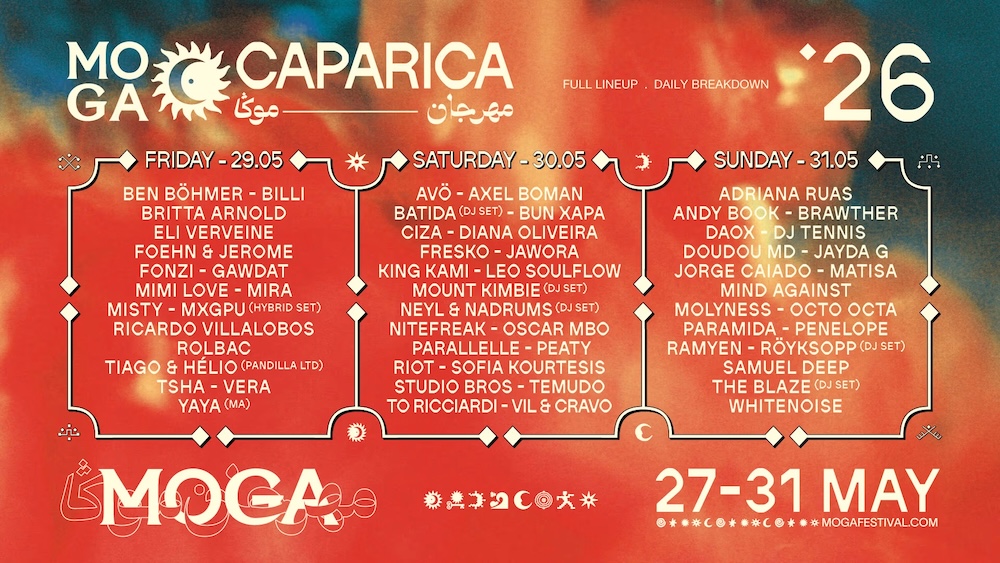 You are currently viewing MOGA Caparica, du 27 mai au 31 mai 2026 à Lisbonne, annonce une 6ème édition unique en dévoilant son programme complet et un lineup d&rsquo;exception avec Axel Bomann, DJ Tennis, Ben Böhmer, Mind Against, Ricardo Villalobos, Röyksopp, Octo Octa, Jayda G, Mount Kimbie, Paramida, Brazther, TSHA et bien d&rsquo;autres