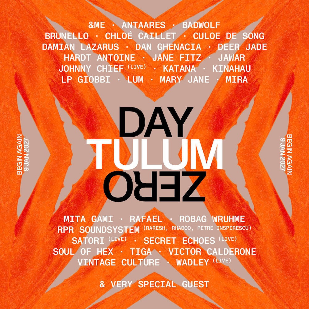 You are currently viewing Damian Lazarus dévoile la programmation complète du Day Zero Tulum : « Begin Again », qui se déroulera le 9 janvier 2027 dans la jungle mystique de Tulum, avec &ME, Chloé Caillet, Damian Lazarus, Dan Ghenacia, Deer Jade, Jane Fitz, LP Giobbi, Mary Jane, Mira, Mita Gami, Robag Wruhme, Satori (Live), Tiga, Vintage Culture et beaucoup plus